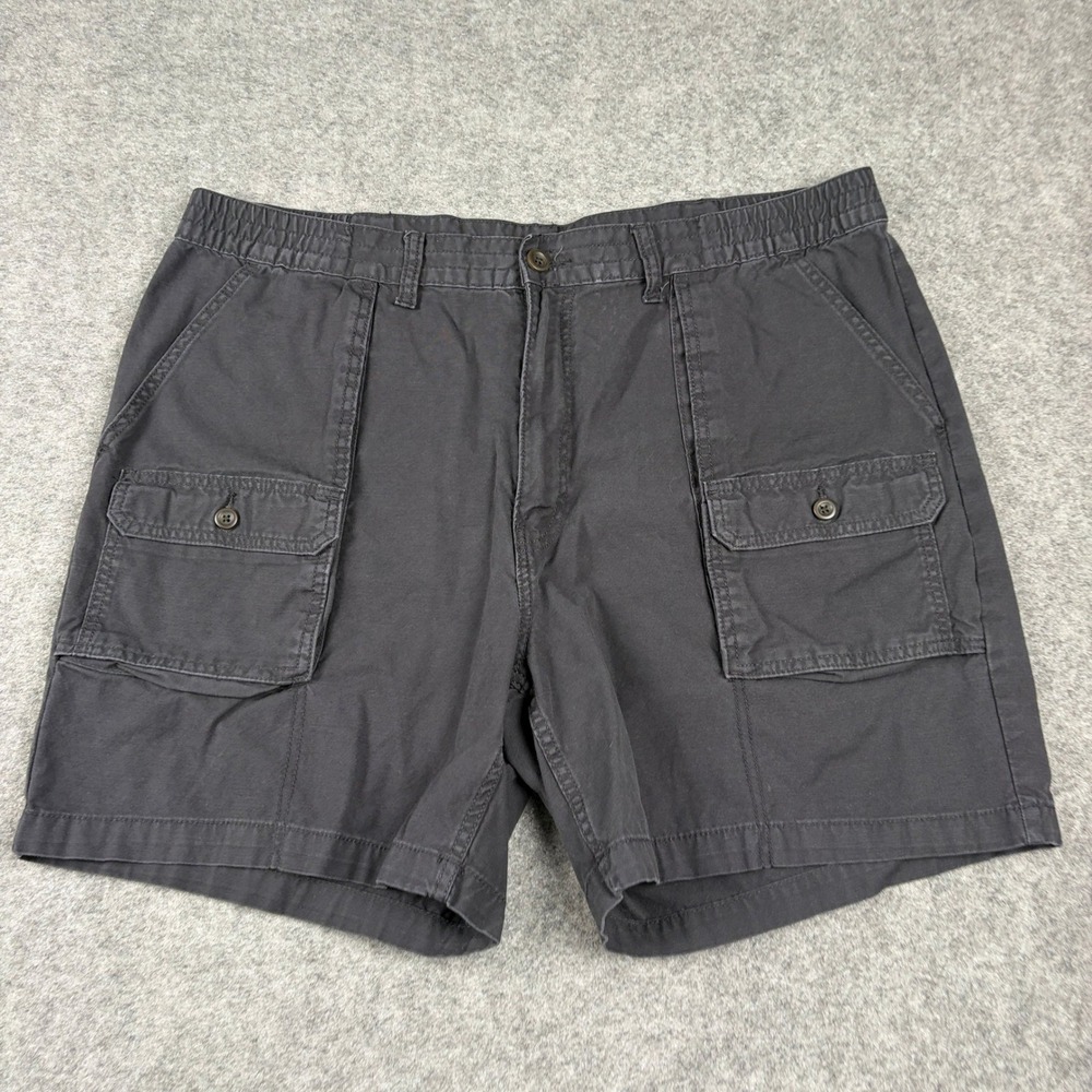 St. John's Bay Cargo Shorts Mens 42 Gray Cotton Elastic Waist Utility Outdoor - Picture 2 of 12